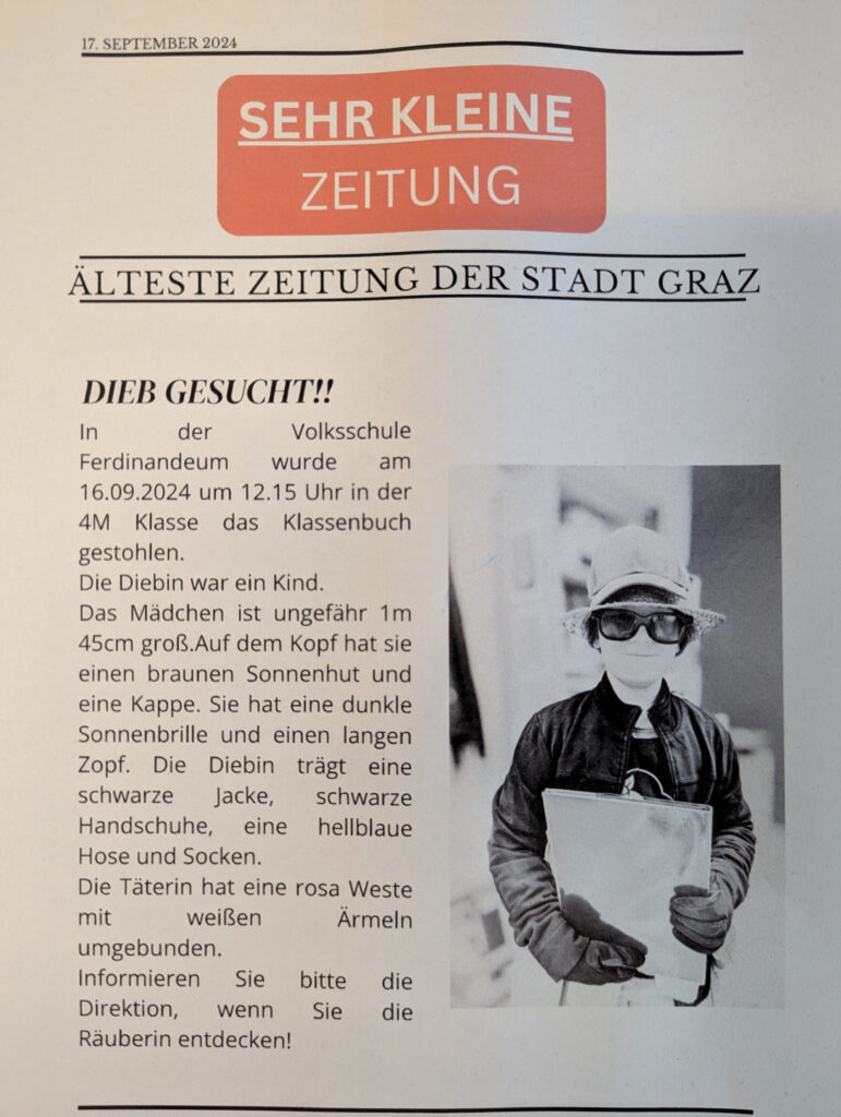 Zeitungsartikel „Sehr kleine Zeitung Graz“